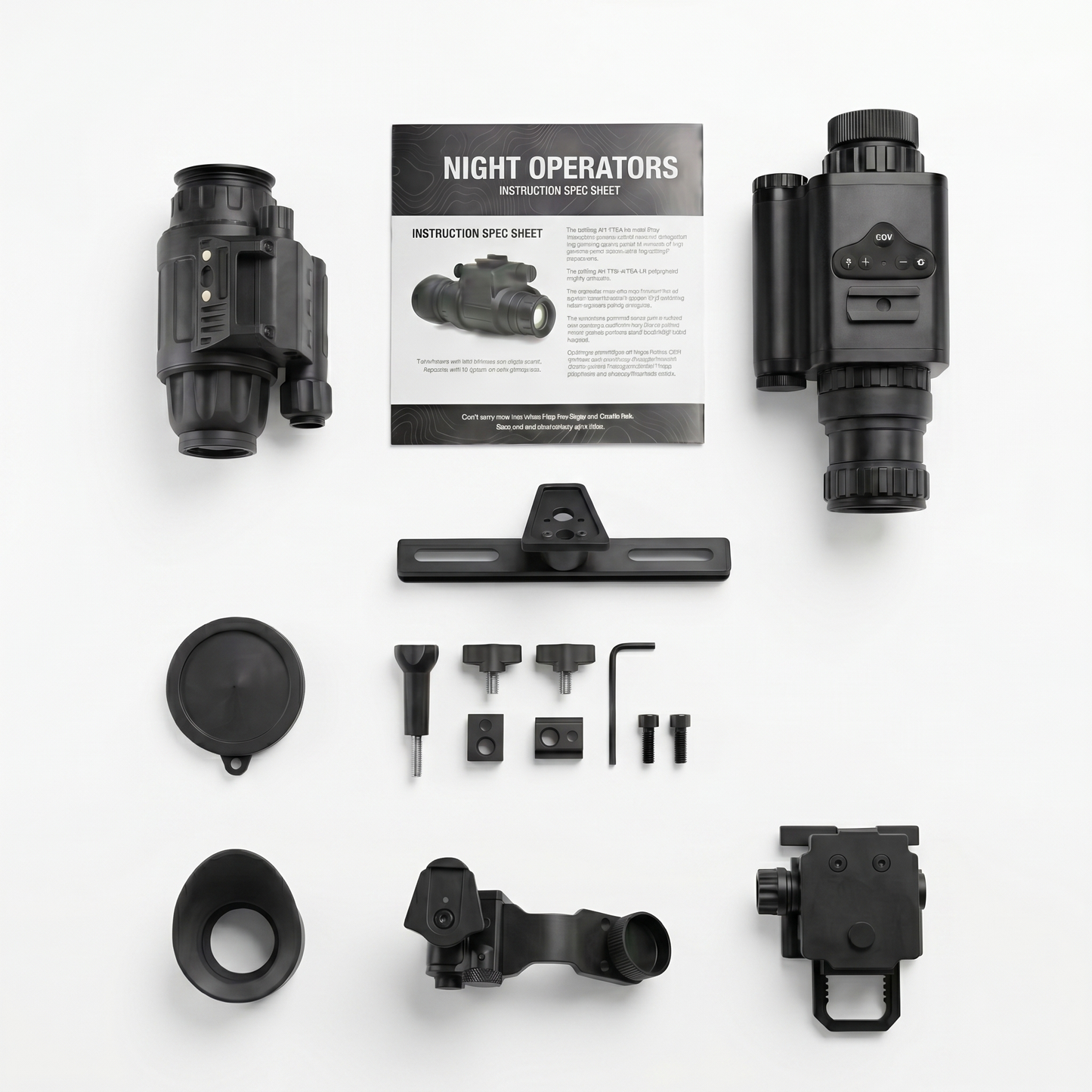 Complete PVS-14 PRO and Heat Thermal Bridge kit: monocular, G24 mount, Dovetail Bridge Rail, Dovetail J-arm, and accessories