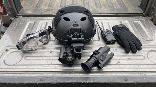 Airsoft Night Loadout: Helmet, Monocular, IR and Comms