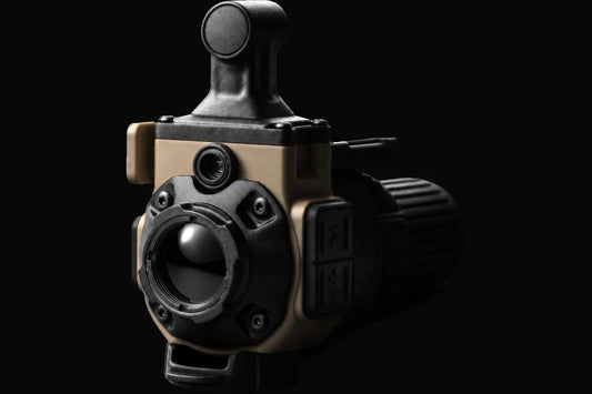 Jerry-C Pro COTI clip-on thermal imager for night vision, front view on black