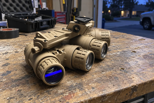 Night Operators GPNVG-18 quad night vision goggle, complete with four white phosphor tubes