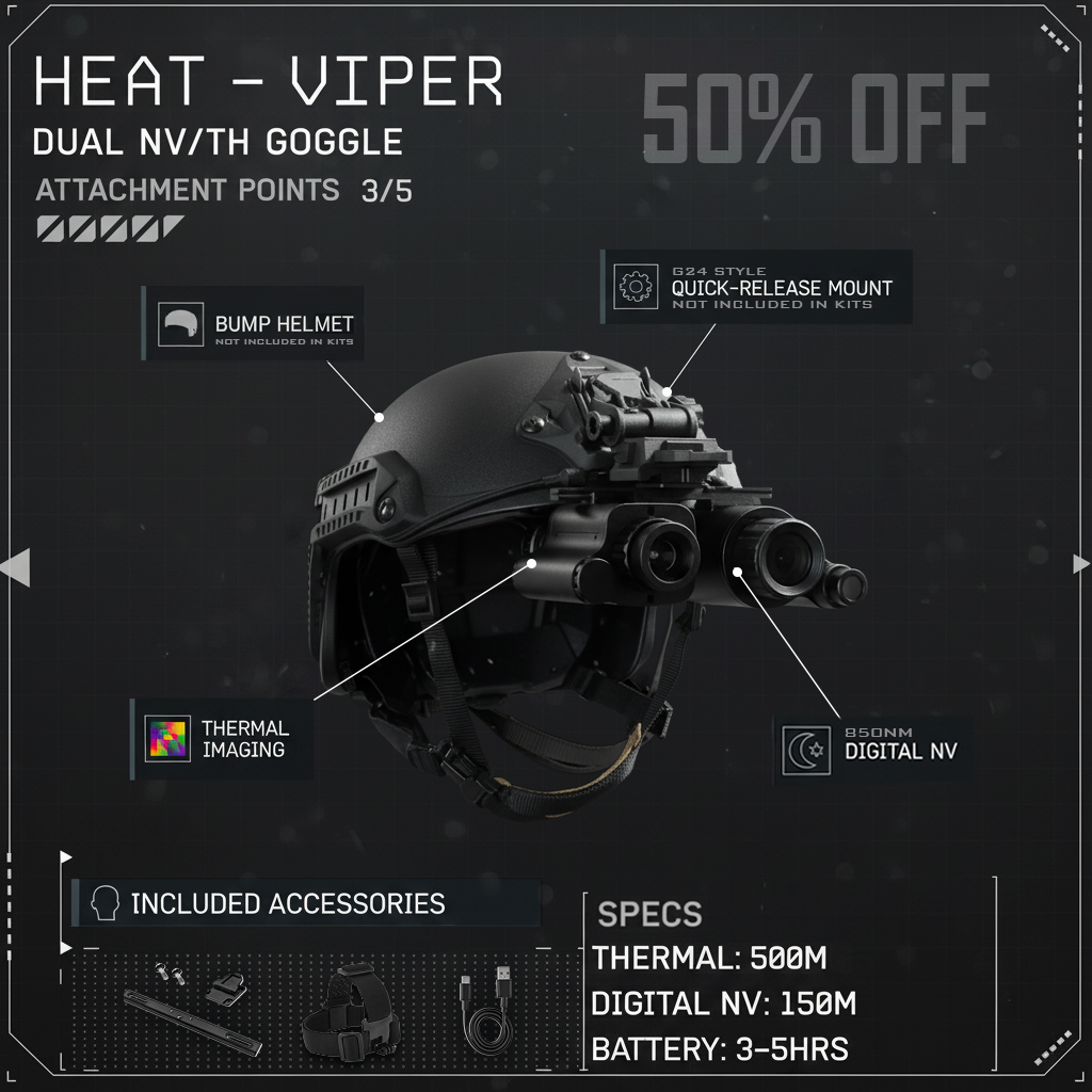 [NEW] HEAT & VIPER 4.0 Thermal Night Vision Goggle Bridge Combo
