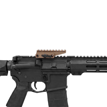 FAST Optic Riser & QD Lever in Tan, clamped on a Picatinny rail, true size