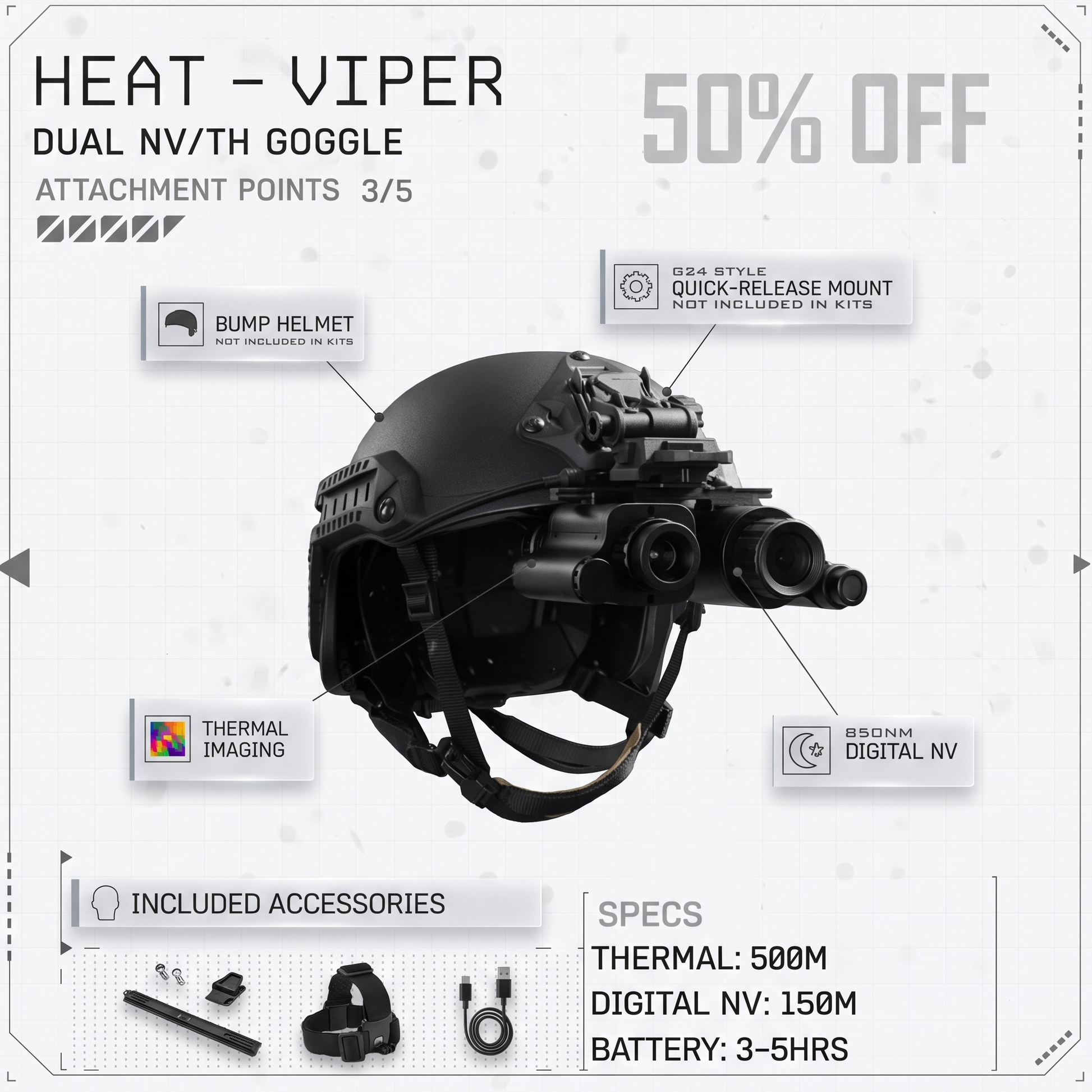 HEAT Thermal / VIPER Night Vision Goggles Bridgeable Monoculars