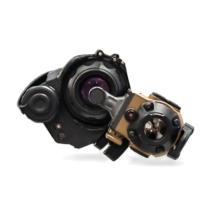 Night Operators ADV-COTI clip-on thermal on a PVS-14 PRO, seated low on the side of the objective at about 4 o'clock, front view