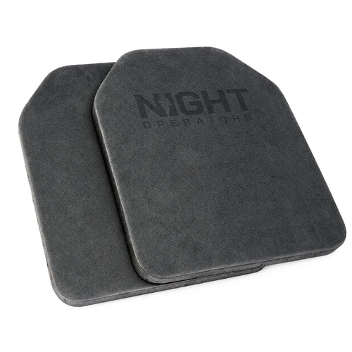 Pair of foam armor plate inserts for airsoft, front and rear, Night Operators logo