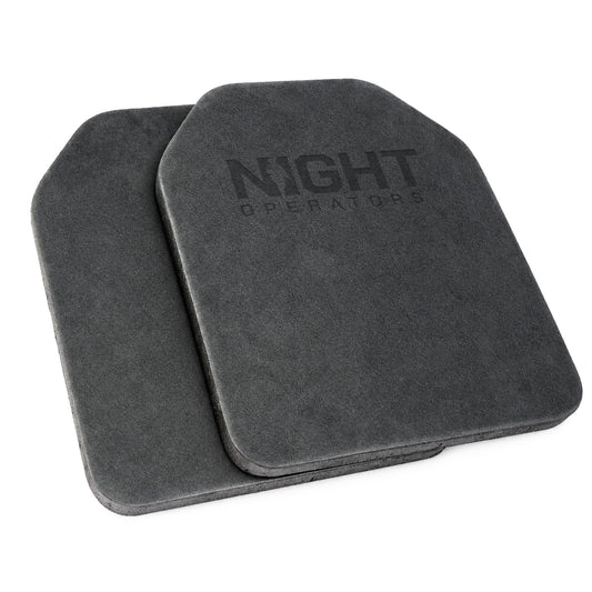 Pair of foam armor plate inserts for airsoft, front and rear, Night Operators logo