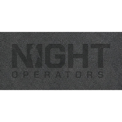 Close up of the Night Operators logo pressed into the foam