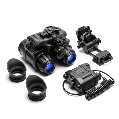 PVS-31 PRO dual-tube night vision binocular kit with mount, battery pack, and eyecups