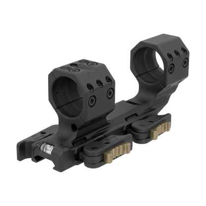 Spuhr QDP-3616 30 mm mount from the rear, bubble level and quick detach levers